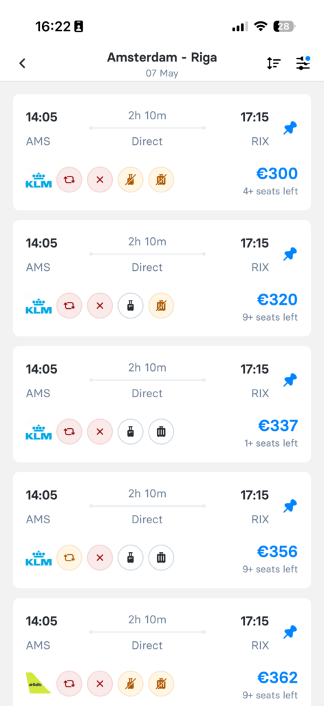 New in April: Filter by hand luggage and updated FL3XX integration